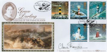 Claire Francis MBE signed Grace Darling Heroine of the Farne Islands Benham FDC Double PM Heroine of