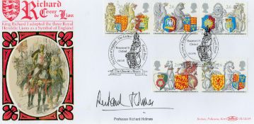 Professor Richard Holmes signed King Richard I Benham FDC Double PM The Lion of England the Earliest