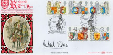 Professor Richard Holmes signed King Richard I Benham FDC Double PM The Lion of England the Earliest