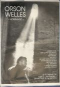 Orson Welles Black and White Homage Poster 1986 approx. size 34 x 24 inches, good condition. Good