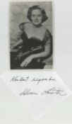 Alexis Smith signed autograph small card cut out include vintage black & white photo 5.5x3.5 Inch.