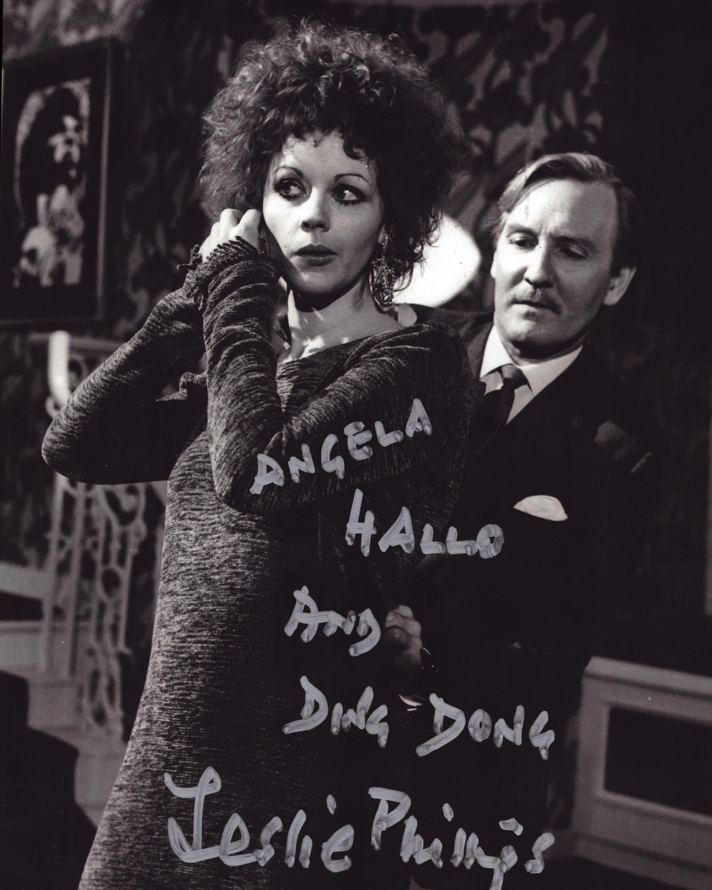 Leslie Phillips signed 10x8 inch black and white photo dedicated. Good condition. All autographs are