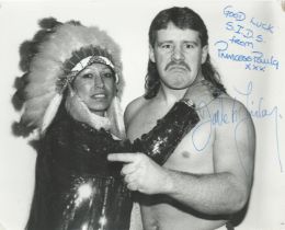 Dave Fit Finlay and Princess Paula signed 10x8inch black and white photo. Some tape marks and