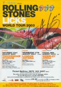 Charlie Watts signed Rolling Stones flyer for Licks World Tour 2003. Good condition. All