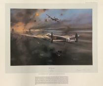 WW2 The Dambusters by the artist Robert Taylor 24x20 inch colour print. Signed by Mick Martin in