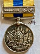 Khedives Sudan Medal 1897 Silver with Khartoum Clasp. Named to 3636 Pte L Harvey, 2nd Rifle Brigade.