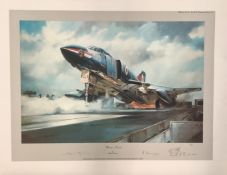 Phantom Launch by Robert Taylor 23x18 inch colour print. Signed by Artist and 2 Veterans. Good