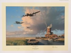 WWII 24x18 inch approx. signed colour prints titled Home Again England limited edition 61/100 signed