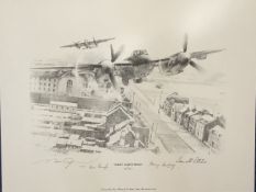 WWII 21X16 inch approx. signed pencil print titled Target Amiens Prison limited edition 108/250
