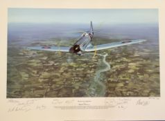WWII 28x20 inch approx. multi signed colour print titled Mission Accomplished Artist Proof 19/25