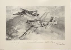 WWII 23x16 inch approx. signed pencil print titled Surprise Attack limited edition 7/300 signed in