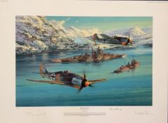 WWII 26x20 inch approx. multi signed colour print titled Eismeer Patrol limited edition 27/400