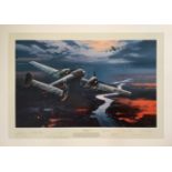 WWII Knights Cross Holders 35x25 multi signed colour print titled Dangerous Moonlight signed in