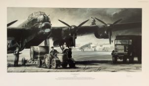 WWII 28x17 inch approx signed colour print titled Final Preparations limited edition 16/300 signed