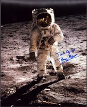 Buzz Aldrin signed 10x8 inch original NASA colour photo pictured during the Apollo XI moon landing