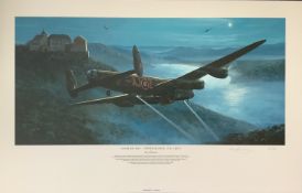WW2 Mark Postlethwaite Signed Colour 28x18 Print Titled Dambusters Approaching the Eder. Limited