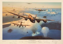 WWII 25x18 inch approx. signed colour prints titled Tirpitz Mission Accomplished limited edition