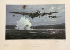 Dambusters WWII 28x20 inch approx multi signed colour print titled Dambuster Heroes artist proof 1/