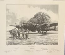WWII 17x14 inch approx. signed pencil print titled Awaiting the Call limited edition 14/300 signed