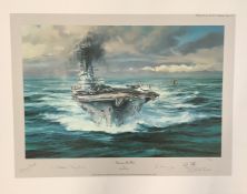 Steaming into Wind by Robert Taylor 23x18 inch colour print. Signed by Artist and 3 Veterans 156/