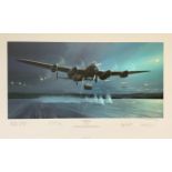 Dambusters WWII 28x17 inch approx multi signed colour print titled Dambusters The Opening Shots