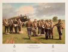 WWII 23x18 inch approx. colour print titled Were off on a raid limited edition 4/200 signed in