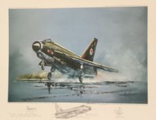 Lightning 24x19 inch colour print by Michael Rondot signed by the artist, further signed by No. 92
