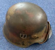 WW2 German with Double SS Helmet with Lining and Chin Strap. Good condition. All autographs are
