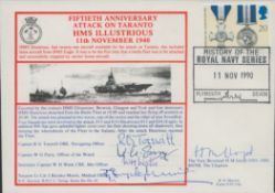 WW2. Five Signed 50th Anniversary Attack on Taranto HMS Illustrious 11th November 1940 FDC. Signed