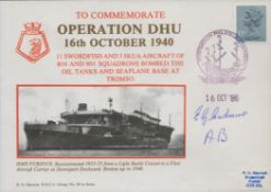WW2. E G Cudmore Signed to Commemorate Operation DHU 16th October 1940 FDC. British Stamp with 16