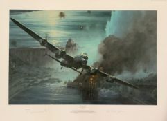 WWII 28x20 inch approx. signed colour print titled Coupe De Grace signed in pencil by the artist