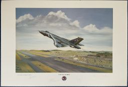 RAF 25x17 inch signed colour print titled Vulcan Thunder signed in pencil by the artist John Larder,