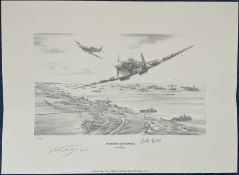 WWII signed 17x13 inch approx pencil drawing print limited edition 8/250 signed in pencil by the