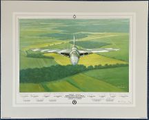 RAF multi signed print 20x16 inch approx titled First in Last Out XH558 Avro Vulcan B MK II