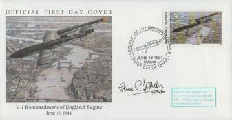 WW2. Sgt Clive Geoffrey Hilken Signed V Bombardment of England Begins June 13th, 1944, FDC. Marshall