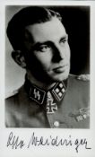 WW2. Obersturmbannführer Otto Weidinger Signed 5 x 3 inch approx Black and White Photo. Signed in