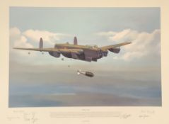 WW2 Maurice Gardner Multi Signed Colour 27x20 inch Presentation Copy 1/20 Print Titled Tallboy Away.
