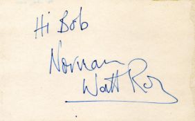 Norman Watt Roy music signed 3.5 x 5.5-inch album card. Good condition. All autographs are genuine