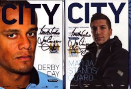 Football. Collection of 2 Joe Corrigan Signed Manchester City FC Matchday Programmes. Good