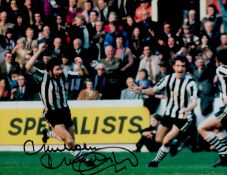 Malcolm Macdonald signed 12x8 coloured Photo. Good condition. All autographs are genuine hand signed