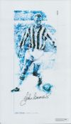 John Charles signed 17 x 10 limited edition coloured print. Print shows Charles playing for