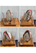 England Rugby Union 2003 World Cup winners multi signed Gilbert Rugby ball displayed on purpose
