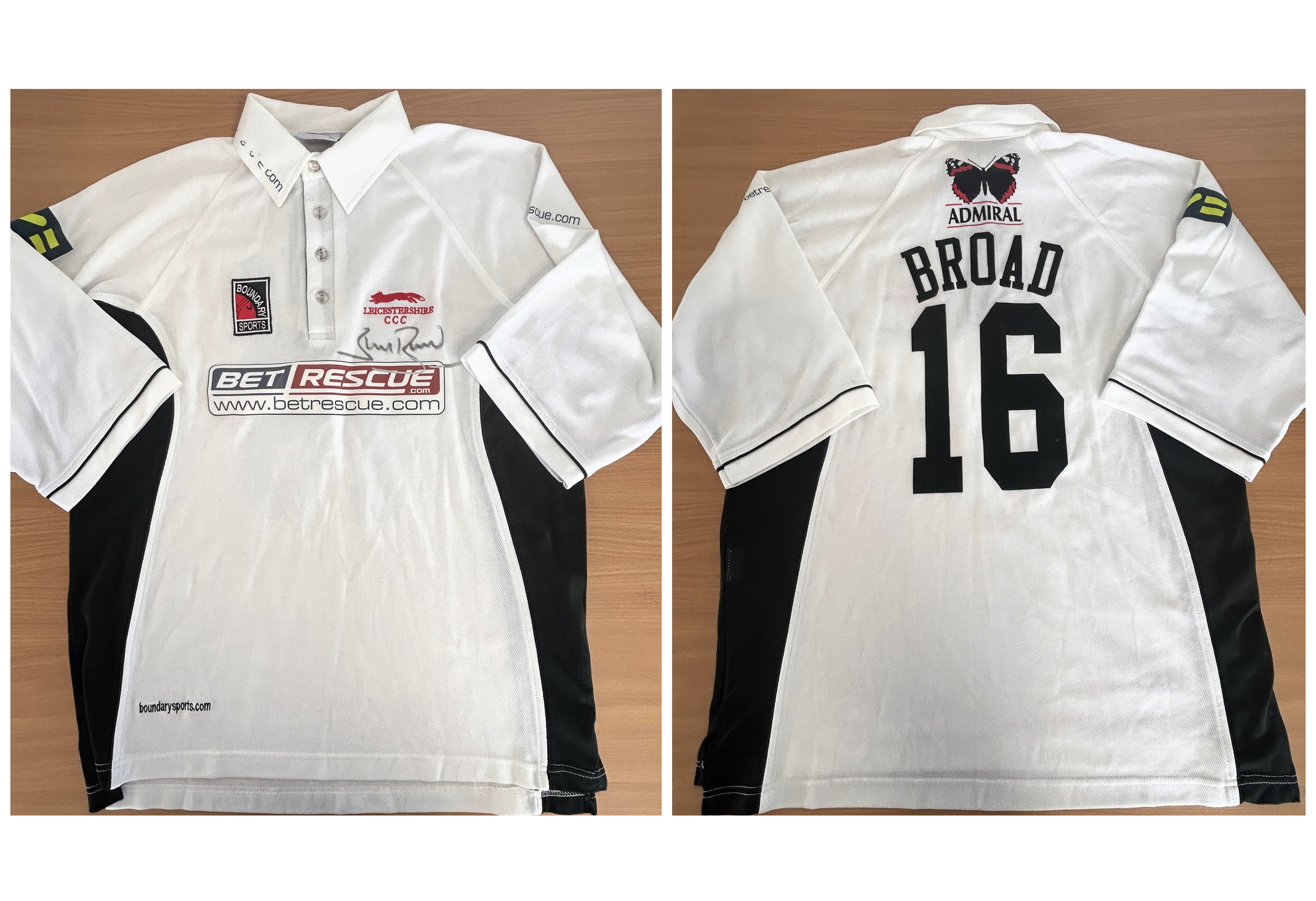 Cricket Stuart Broad match worn Leicestershire C.C.C shirt rare item from the early stage of his