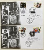 The Beatles Pete Best signed on two Internetstamps 2007 Beatles FDCs signed stamps and special
