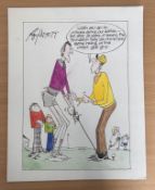 Roy Ullyett signed 20x16 inch Golf original Golf animation. Good condition. All autographs are