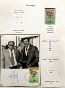 Alfredo Di Stefano Argentina football legend signed photocard with Nicaragua Hall of Fame stamp