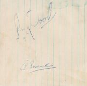 Football Busby Babes Ray Wood and Albert Scanlon signed 4x4 album page. Good condition. All