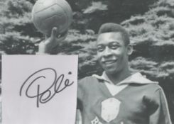 Pele 1940-2022 Signed Card with Brazil Photo. Good condition. All autographs are genuine hand signed