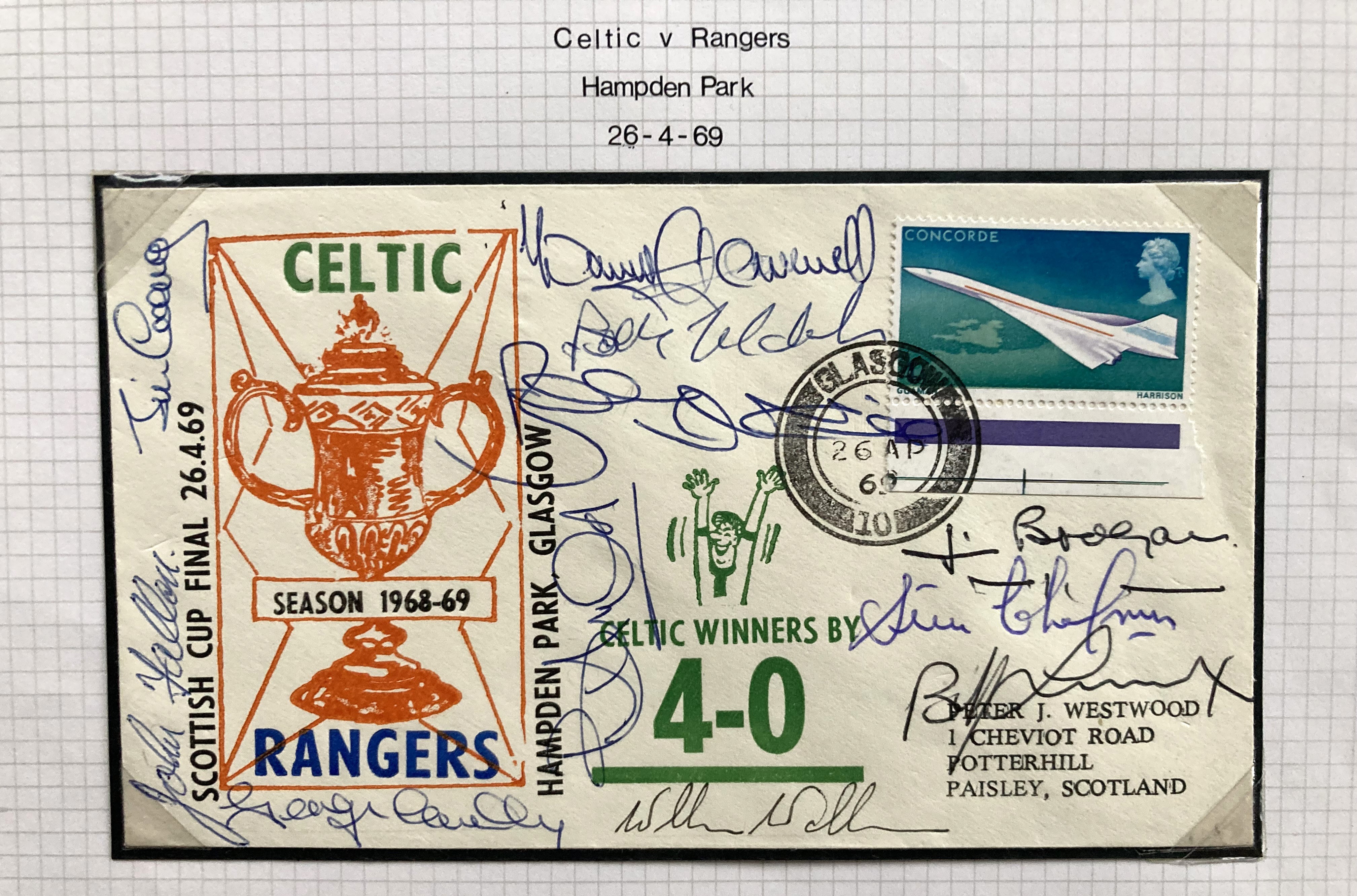 1969 Celtic team inc Lisbon Lions signed Celtic v Rangers Scottish Cup final cover. Includes McNeil, - Image 2 of 2
