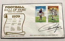 Puskas Brazil soccer legend signed 1970 Nicaragua football Hall of Fame FDC. Good condition. All